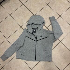 Nike Tech Crop Heather Gray Full-Zip Jacket